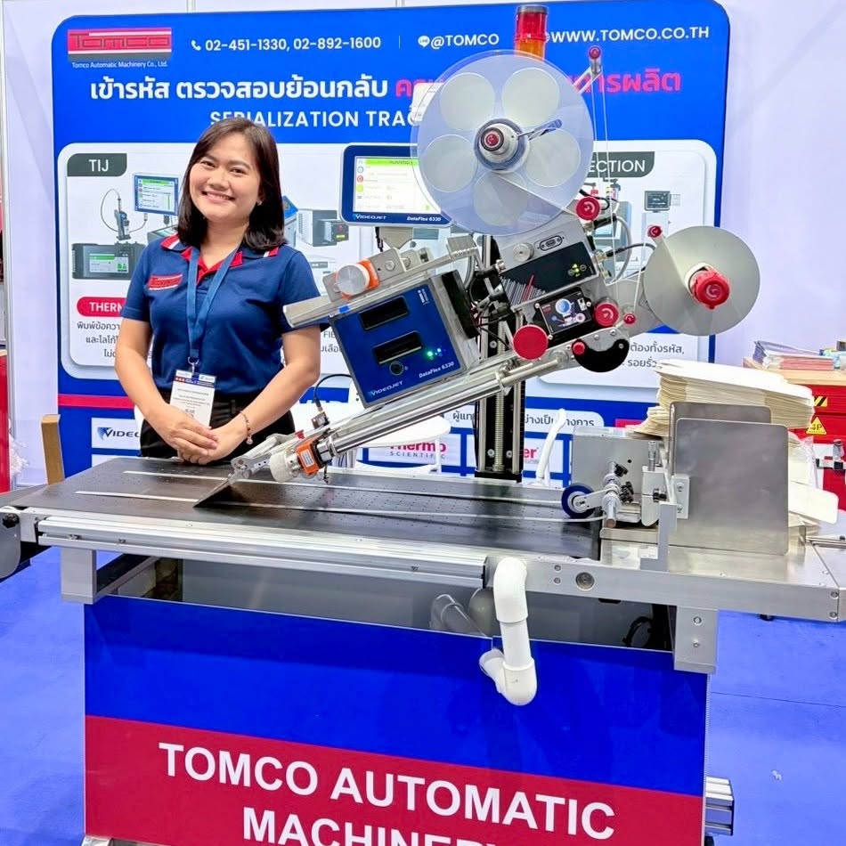 TOMCO labeling machine demo at Cold Chain Exhibition 2026